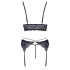 Cottelli - 3-Piece Lace Lingerie Set (Black-Violet) - XL