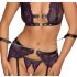 Cottelli Bondage - Lingerie Set with Handcuffs (Black-Purple)