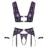 Cottelli Bondage - Lingerie Set with Handcuffs (Black-Purple) - XL