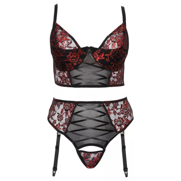 Cottelli Plus Size - adjustable bra set (red) - 90C/XL