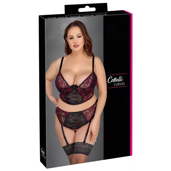 Cottelli Plus Size - adjustable bra set (red) - 90C/XL