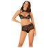 Obsessive Elizenes - Patterned, Sheer Black Bra Set - L/XL