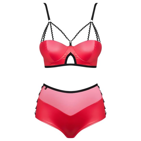 Obsessive Leatheria - Faux Leather Bra Set (Red) - S/M