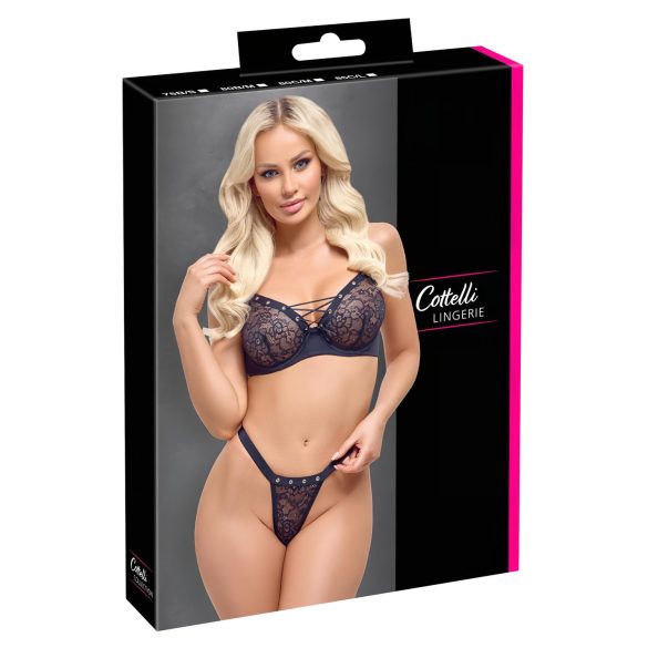 Cottelli Party - Lace-Up Bra Set (Black) - 80C/M