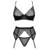 Obsessive Chemeris - Bra Set with Garter (Black) - XL/XXL