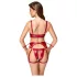 Cottelli Bondage - Shiny Red Bra Set & Handcuffs