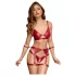 Cottelli Bondage - Shiny Red Bra Set & Handcuffs - M