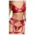 Cottelli Bondage - Shiny Red Bra Set & Handcuffs - M