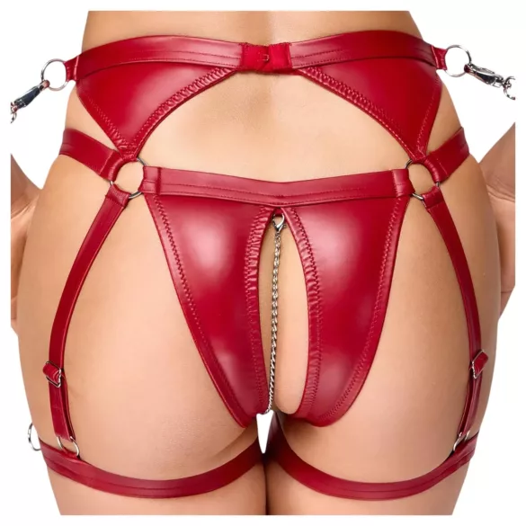 Cottelli Bondage - Shiny Red Bra Set & Handcuffs - M