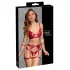 Cottelli Bondage - Shiny Red Bra Set & Handcuffs - M