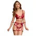 Cottelli Bondage - Shiny Red Bra Set & Handcuffs - L