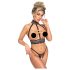 Abierta Fina - Chain Open Lingerie Set (Black) - M