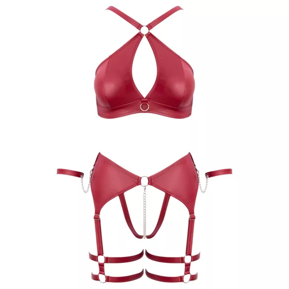 Cottelli Bondage - Cross-Strap Bra Set (Red)