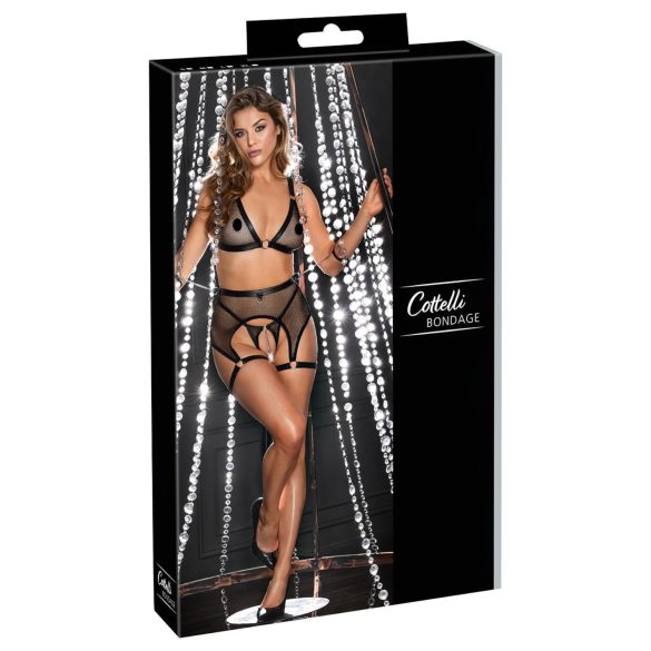 Cottelli Bondage - Sheer Mesh Set with Chains (Black) - L