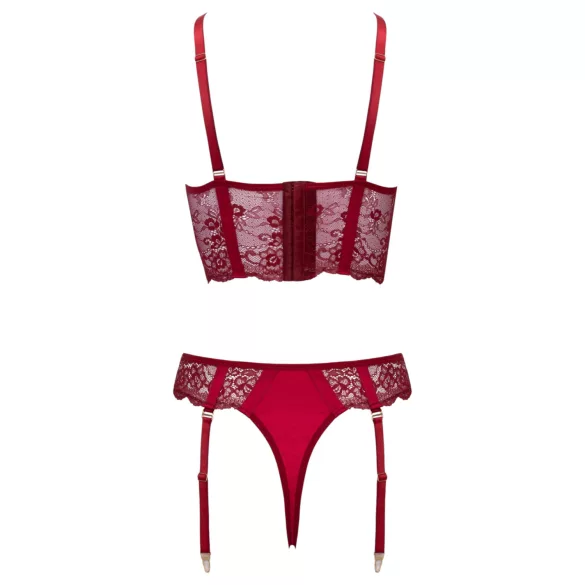 Cottelli - two‑piece lace suspender set (red) - M