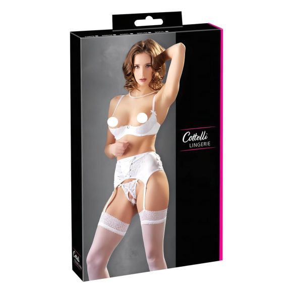 Cottelli - Lace-Up Lifting Bra Set (White) - 85C/L