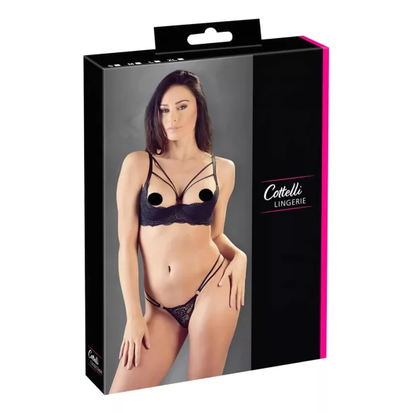 Cottelli - Strappy Ring Bra and Thong Set (Black)