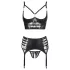 Abierta Fina - Sparkling Strappy Lace Lingerie Set (Black)