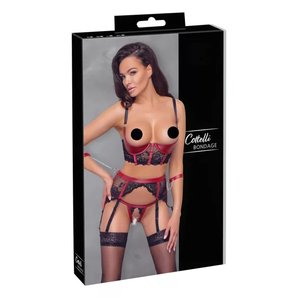 Cottelli Bondage - Red Lace Lift-Up Set - M
