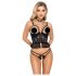 Abierta Fina - Open Thong & Corset (Black) - L