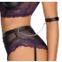 Cottelli Bondage - Bra Set & Wrist Cuffs (Black-Purple) - L