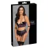 Cottelli Bondage - Bra Set & Wrist Cuffs (Black-Purple) - L