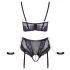 Cottelli Bondage - bra set and arm cuffs (black‑purple) - XL