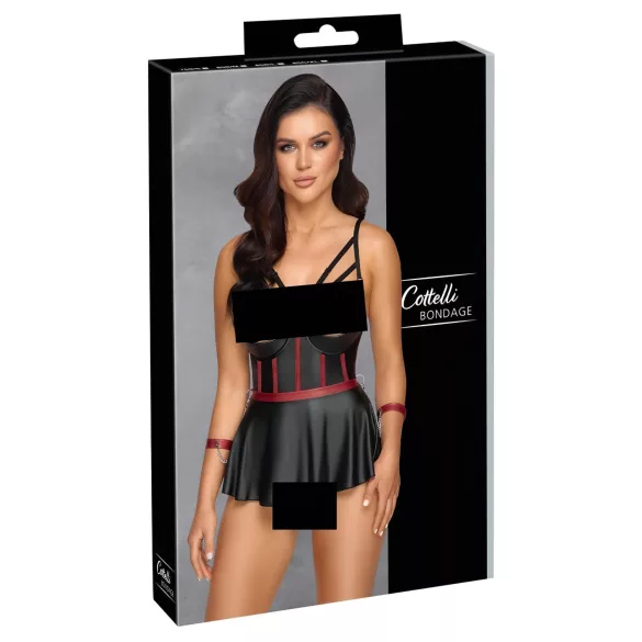Cottelli Bondage - Shiny Set with Wrist Cuffs (Black) - 80B/M