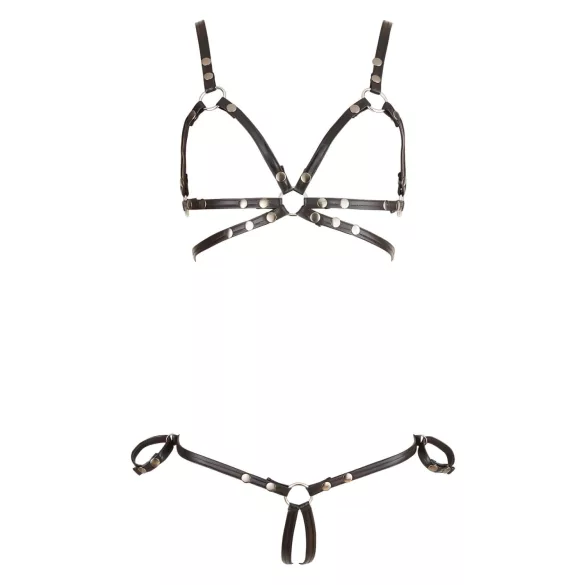 Cottelli Bondage - Glossy Decorative Body Harness Bikini (Black)