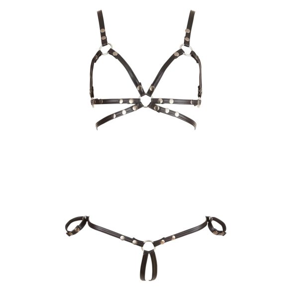 Cottelli Bondage - Glossy Decorative Body Harness Bikini (Black)  - L