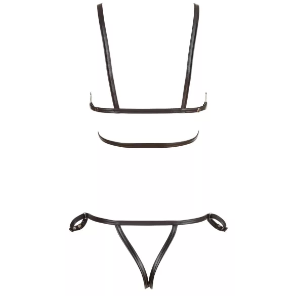 Cottelli Bondage - Glossy Decorative Body Harness Bikini (Black)  - XL
