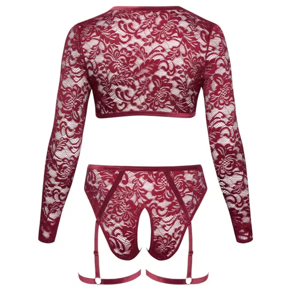 Cottelli Curves - Long Sleeve Lace Set (Red)