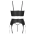 Cottelli - zip-up corset, suspender belt and thong set (black)