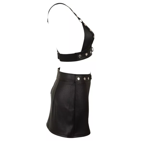 Cottelli - faux leather top and mini skirt set (black) - M