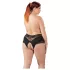 Cottelli Plus Size - Lacy Pearl-Embellished Open Panty (Black)