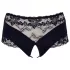 Cottelli Plus Size - Lacy Pearl-Embellished Open Panty (Black) - 2XL