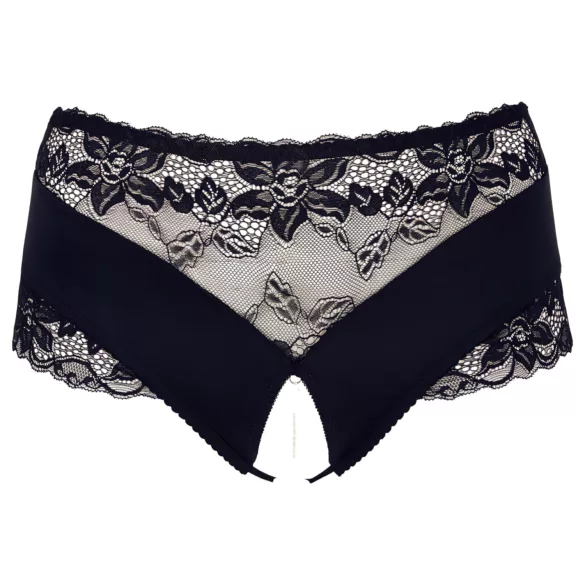 Cottelli Plus Size - Lacy Pearl-Embellished Open Panty (Black) - 3XL