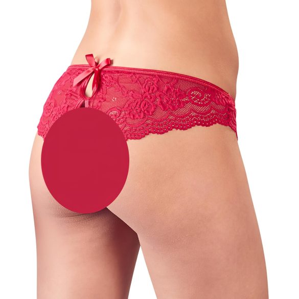Cottelli - Red Bow Open-Crotch Panties - L