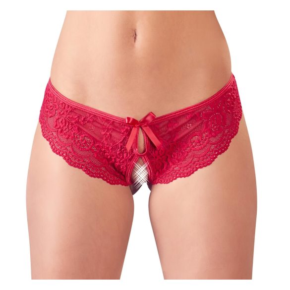 Cottelli - Red Bow Open-Crotch Panties - XL