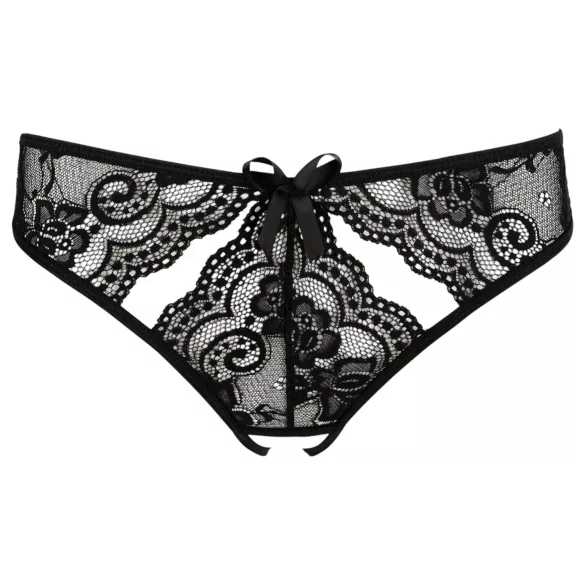 NO:XQSE - Black Women's Bow Open Panty with Cut-Out Design - M