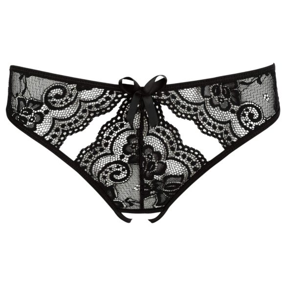 NO:XQSE - Black Women's Bow Open Panty with Cut-Out Design - XL