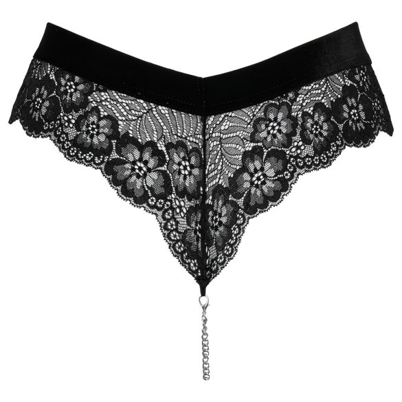 Cottelli Party - Black Lace Panties with Chain Details - M