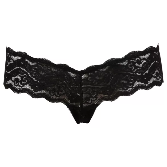 Cottelli - lace thong with hidden pearl string (black) - L