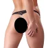 Cottelli - Black Lace Thong with Pearls and Open Design