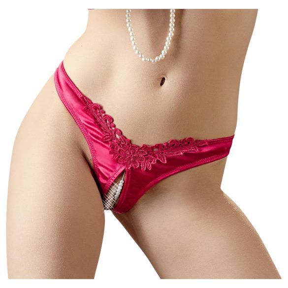 Cottelli - Open Floral Panty with Pearls (Red)