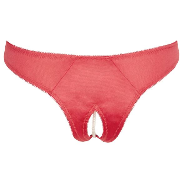 Cottelli - Open Floral Panty with Pearls (Red) - M