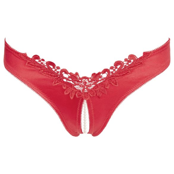 Cottelli - Open Floral Panty with Pearls (Red) - L