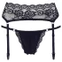 Cottelli - Lace Garter Belt with Thong (Black) - M