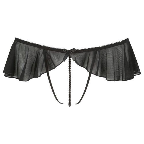 Cottelli - Open Pearl Ruffle Thong (Black)