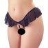 Cottelli - Open Pearl Ruffle Thong (Black) - M